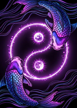 Yin Yang Koi Fish Neon