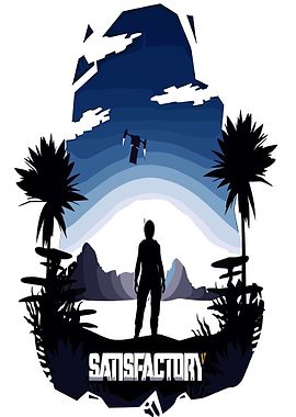 Satisfactory Game Landscape Silhouette