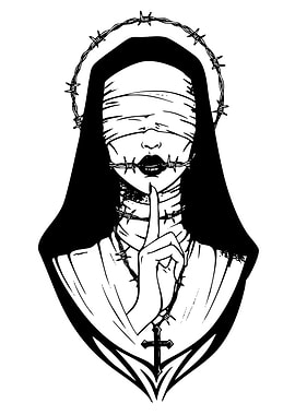 Nun with Barbed Wire and Blindfold