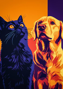 Cat and Dog Pop Art Portrait