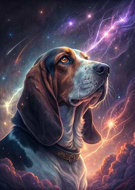 Cosmic Basset Hound Portrait