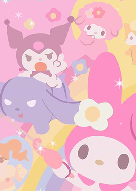 Pastel Sanrio Characters Illustration