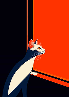 Cat Looking Out Window Art