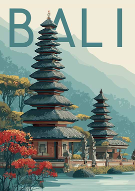 Bali Temple Illustration