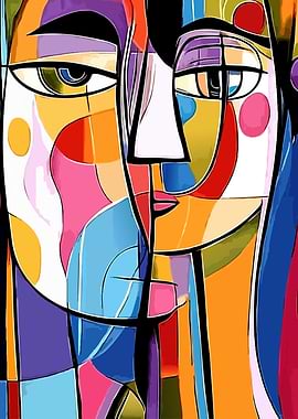 Abstract Faces Colorful Painting