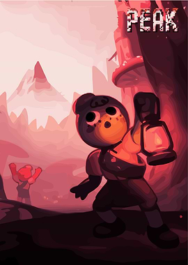 Cartoon Character with Lantern in Landscape