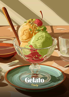 Gelato Italy Dessert Illustration