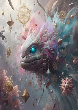 Axolotl Fantasy Creature with Ornaments