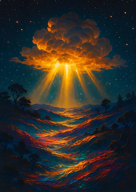 Golden Light Over Colorful Landscape