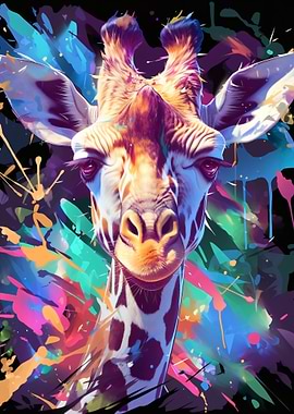 Colorful Giraffe Portrait