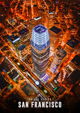 San Francisco at Night Aerial View