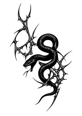 Snake and Thorns Black and White