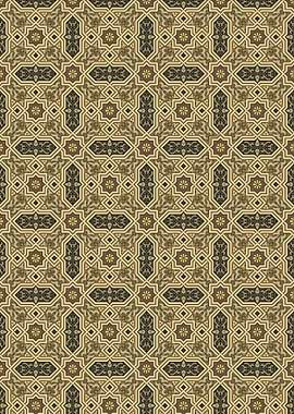 Ornamental Geometric Pattern in Brown and Gold