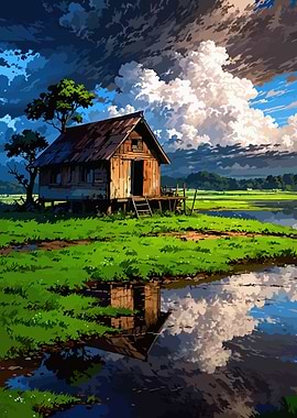 Rural Cabin Reflection