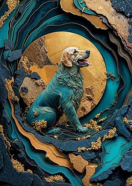 Teal and Gold Dog