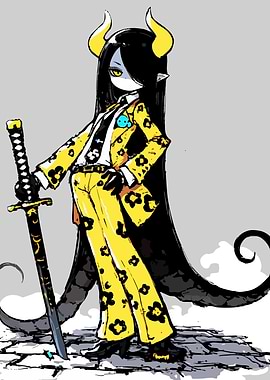 Horned Figure in Leopard Print Suit