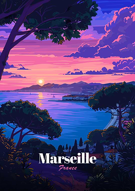 Marseille, France - Coastal Sunset