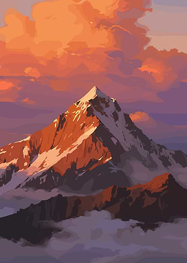 Mountain Peak at Sunset