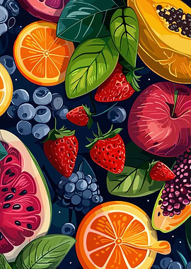 Colorful Fruit Medley Illustration