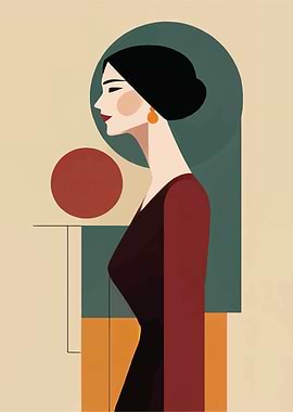 Elegant Woman Portrait with Geometric Shapes
