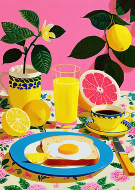 Bright Breakfast Still Life Painting