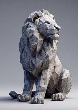 Geometric Lion Sculpture