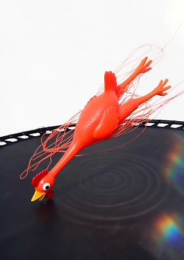Rubber Chicken on Trampoline