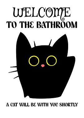 Welcome to the Bathroom Cat Pink Nose