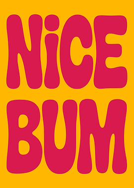 Nice Bum Text Art Funny Bathroom Poster
