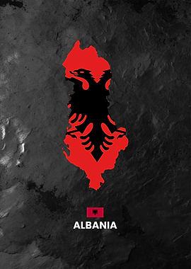 Albania Map with Flag Colors