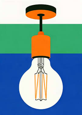 Minimalist Light Bulb Illustration – Modern Geometric Art