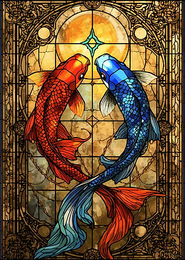 Koi Fish Stained Glass Art