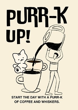 Purr-k Up Coffee Illustration