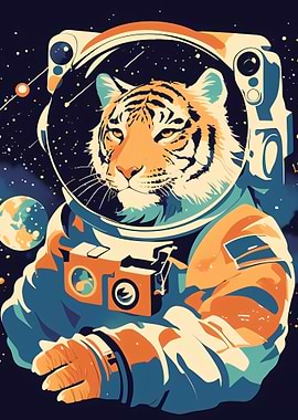 Tiger Astronaut in Space