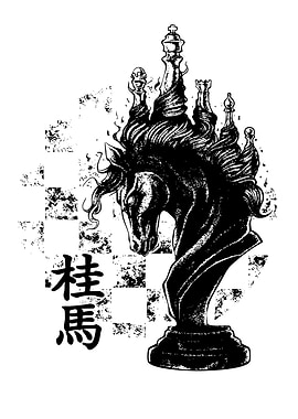 Chess Horse with Japanese Text