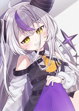 Anime Girl with White Hair and Horns