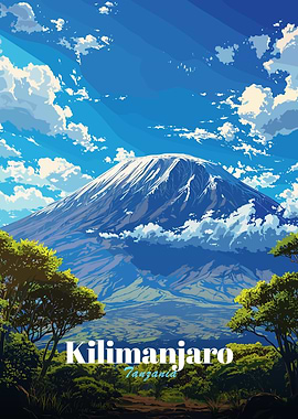 Kilimanjaro Tanzania Anime Style Landscape