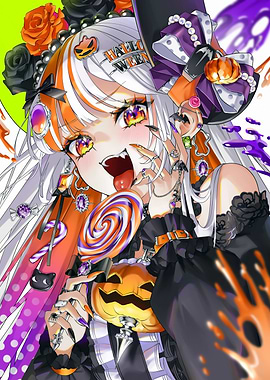 Halloween Anime Girl with Candy