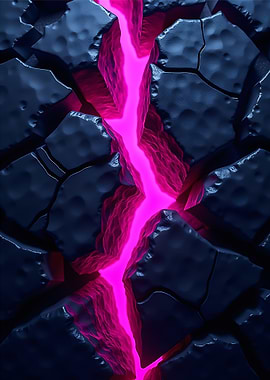 Cracked Surface with Pink Glow