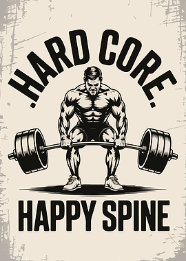 Hard Core Happy Spine Weightlifting Poster
