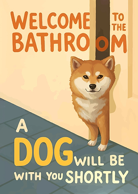 Welcome Bathroom Dog Art