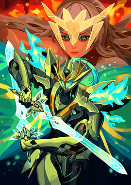 Fantasy Warrior with Crystal Swords