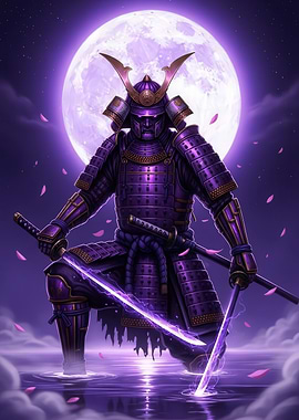 Samurai Warrior Under Moonlight
