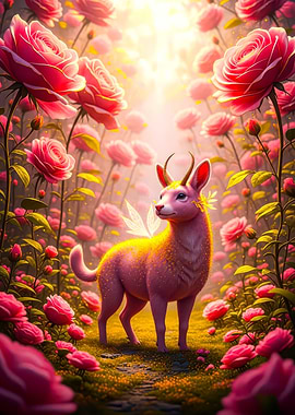 Pink Creature in Rose Garden