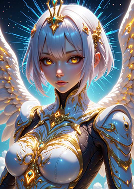 Anime Angel with Golden Accents