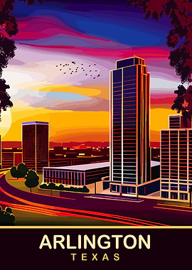 Arlington Texas Cityscape at Sunset