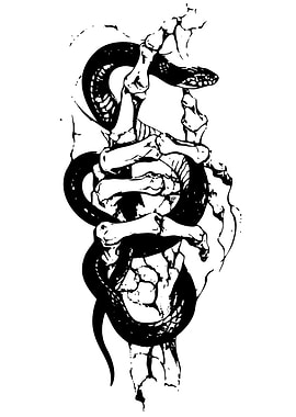 Snake and Skeleton Hand Illustration