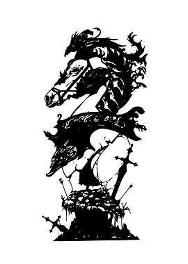 Black and White Horse Dragon Knight