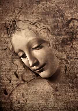 Dreaming Woman Sepia Portrait, leonardo da vinci