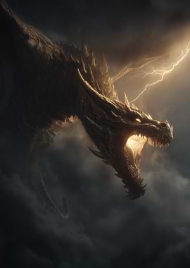 Dragon in Lightning Storm